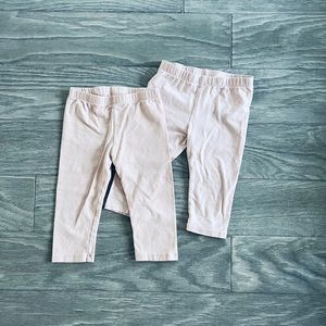 Set of 2 3/4 length leggings in powder and light pink color